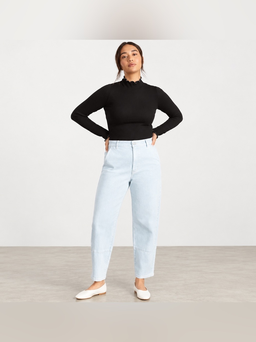 Everlane Barrel Utility Jeans Light Blue Organic Cotton Stretch Size 2